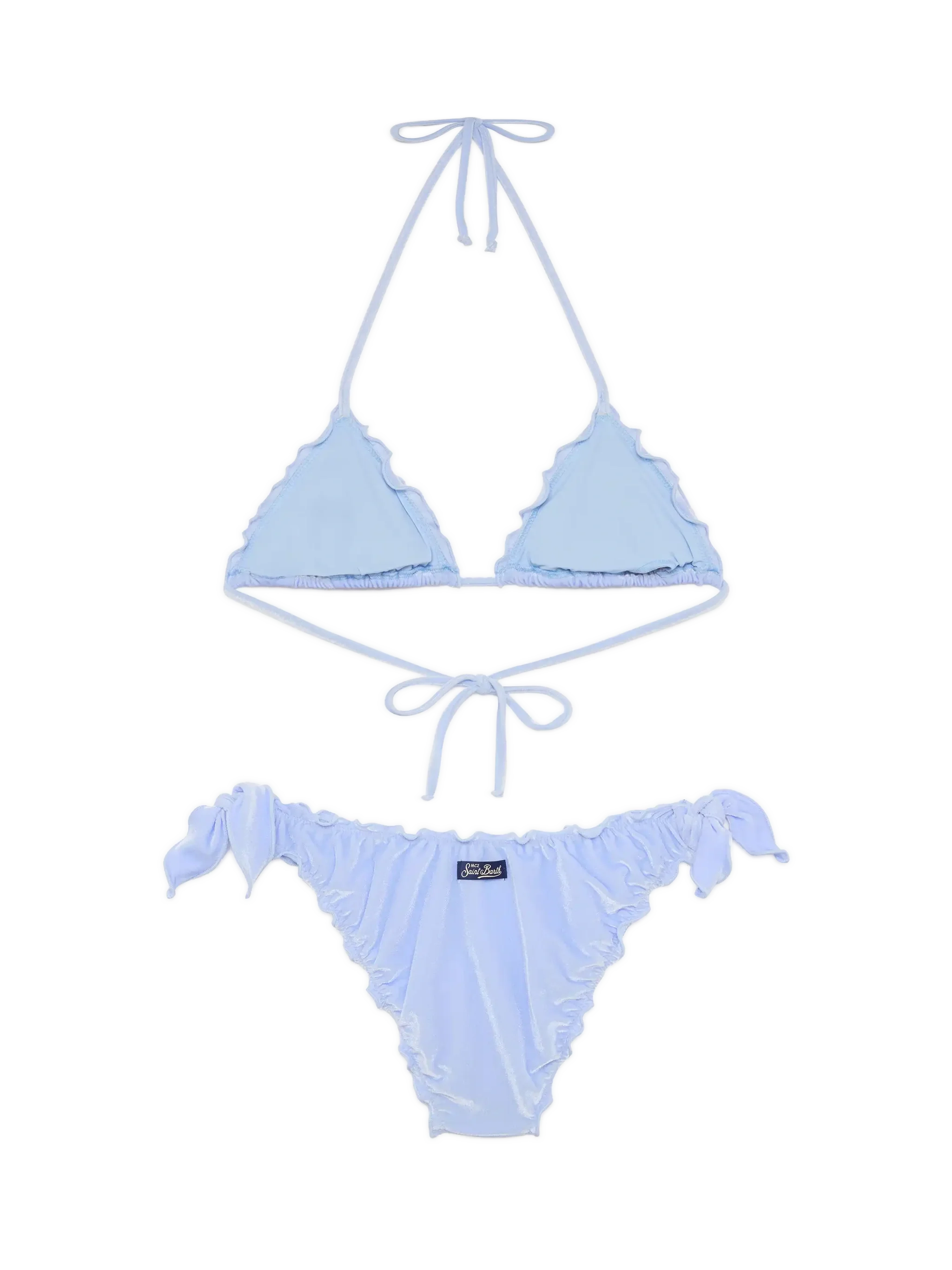 Bikini a triangolo classico Sagittarius Moon in velluto azzurro chiaro