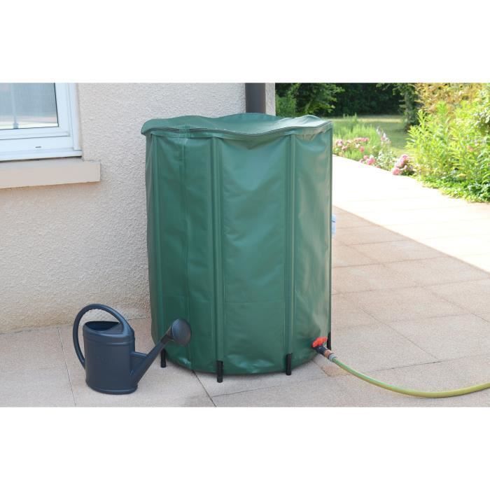 EDA - Serbatoio per acqua flessibile e pieghevole da 500 litri - con filtro a rete + 2 rubinetti - Resistente alle intemperie - Ø 80 x H.98 cm