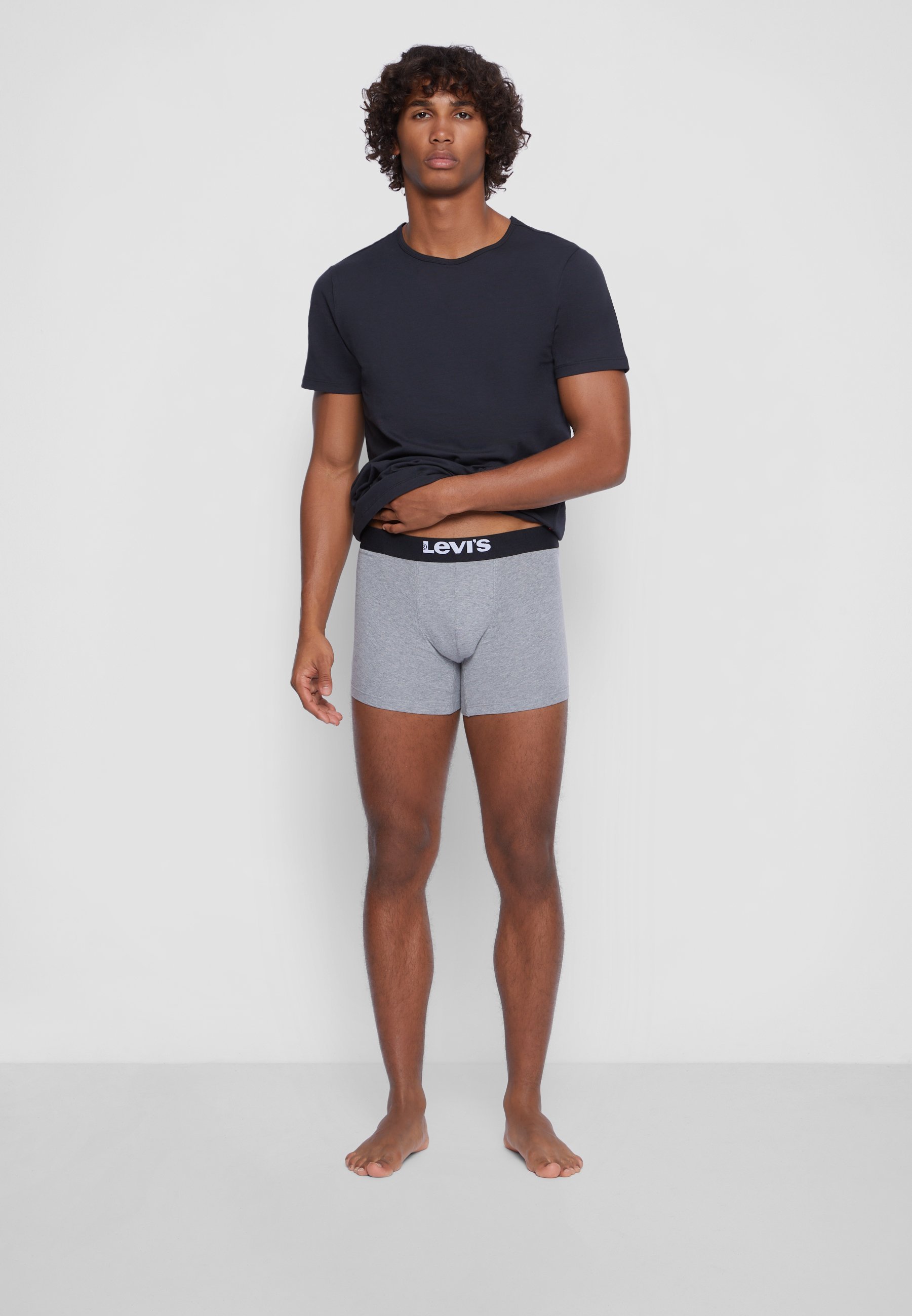Lot de 4 boxers Levi's® pour homme, couleur unie, noir/gris chiné