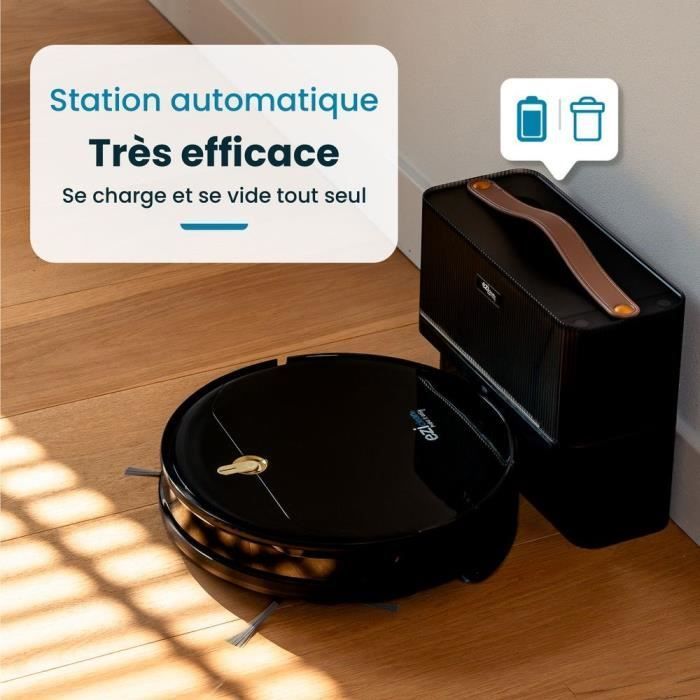 Robot Aspirateur Laveur Connecté EZICLEAN I-Bot Z5 - 75 min - 2.6Kpa - 60-90m² - Sols durs - 0.25L