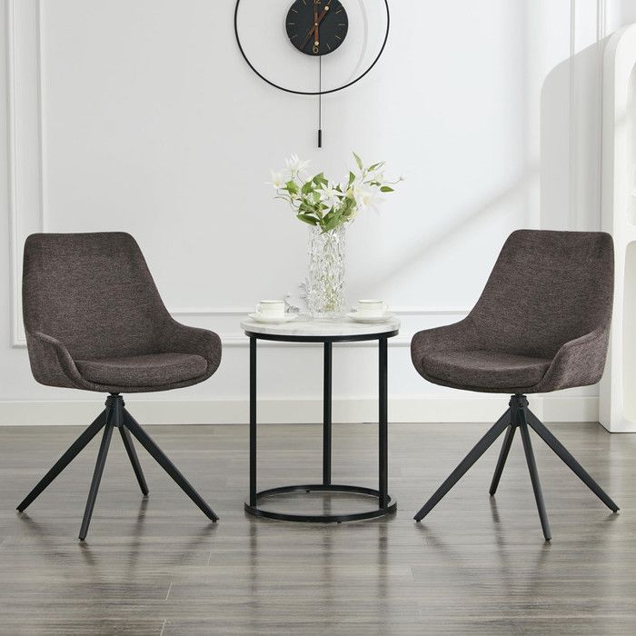 DYHOME lot de 2 chaises salle a manger, chaise de salle à manger pivotante, chaise de salle à manger sans accoudoirs, noire