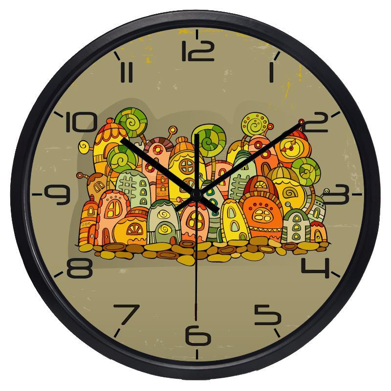 Cartoon House Populaire Stille Europese Stijl Slaapkamer Wandklok Creatieve Glazen Moderne Klok