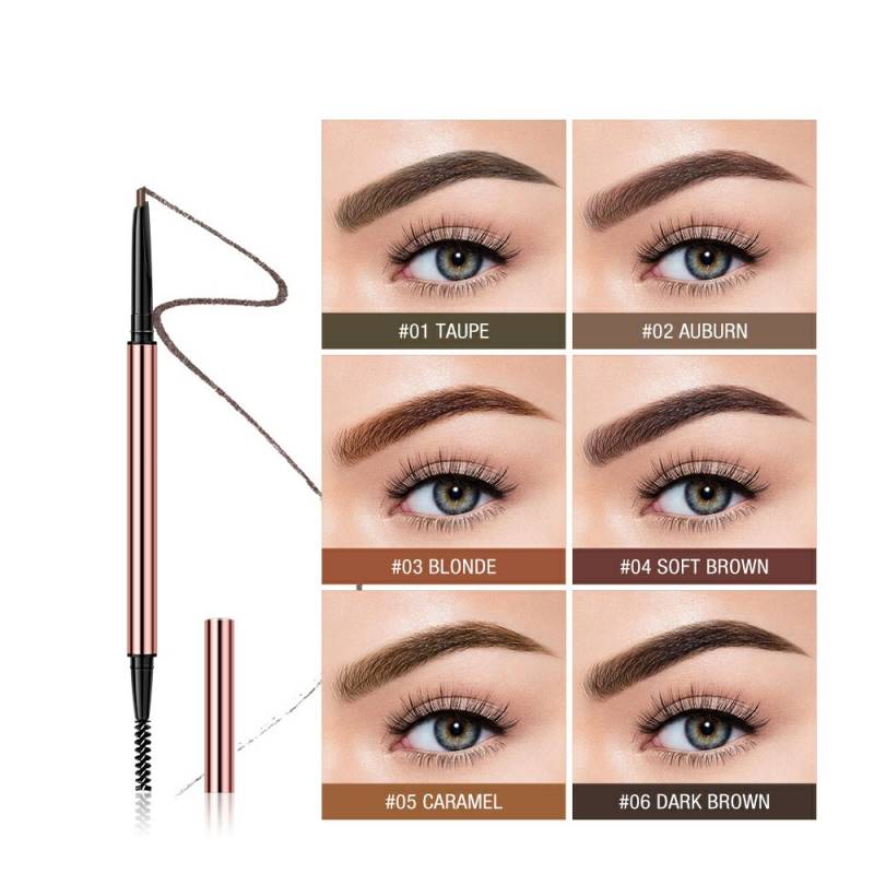Crayon à sourcils triangulaire ultra fin, définition précise des sourcils, longue tenue, waterproof, maquillage sourcils blonds et bruns, 6 couleurs