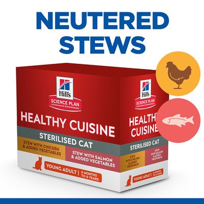 Hill's Science Plan Sterilisierte gesunde Erwachsenenküche mit Hühnchen und Lachs