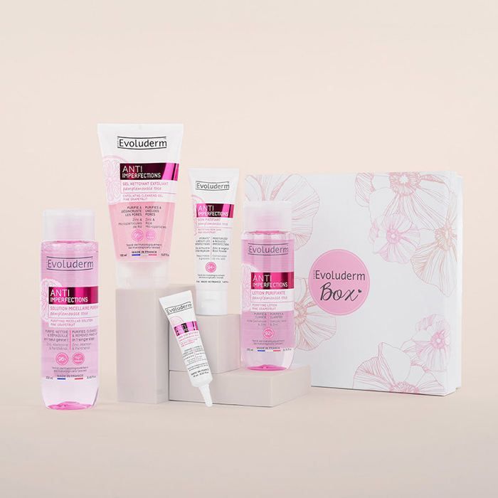 EVOLUDERM - Coffret Peau Zéro Défaut Anti-Imperfections - Box Flower - Idéal cadeau Noël, Anniversaire, Fête des Mères