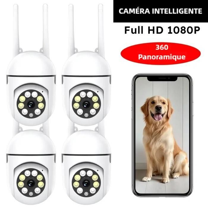 4 CÁMARAS DE SEGURIDAD WIFI PARA INTERIORES/EXTERIORES CON DETECCIÓN DE PERSONAS, AUDIO BIDIRECCIONAL, VISIÓN NOCTURNA A COLOR Y MOTORES RESISTENTES A LOS GOLPES