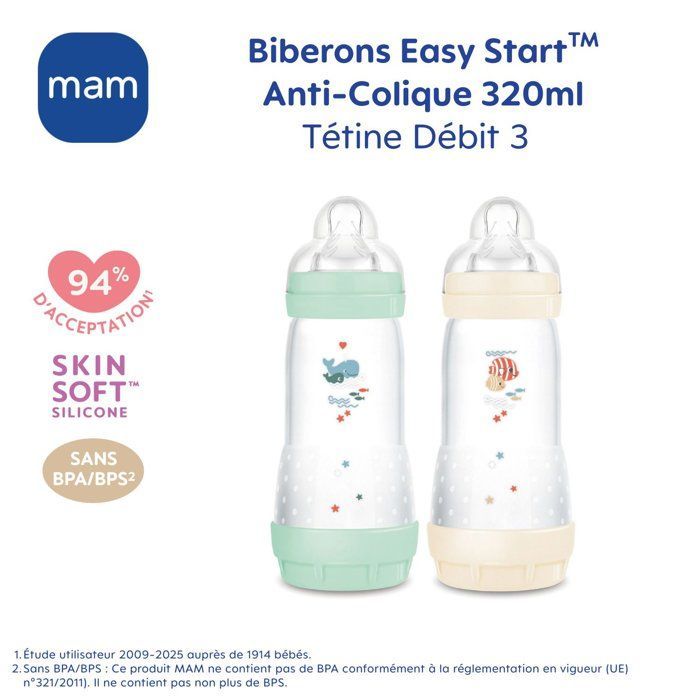 Conjunto de 2 Mamadeiras - MAM - Easy Start - Anticólica 