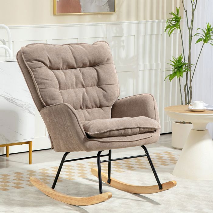 Feuille épaissie Fauteuil à bascule Fauteuil à accoudoirs, fauteuil d'allaitement avec aspect chenille, fauteuil à bascule jusqu'à