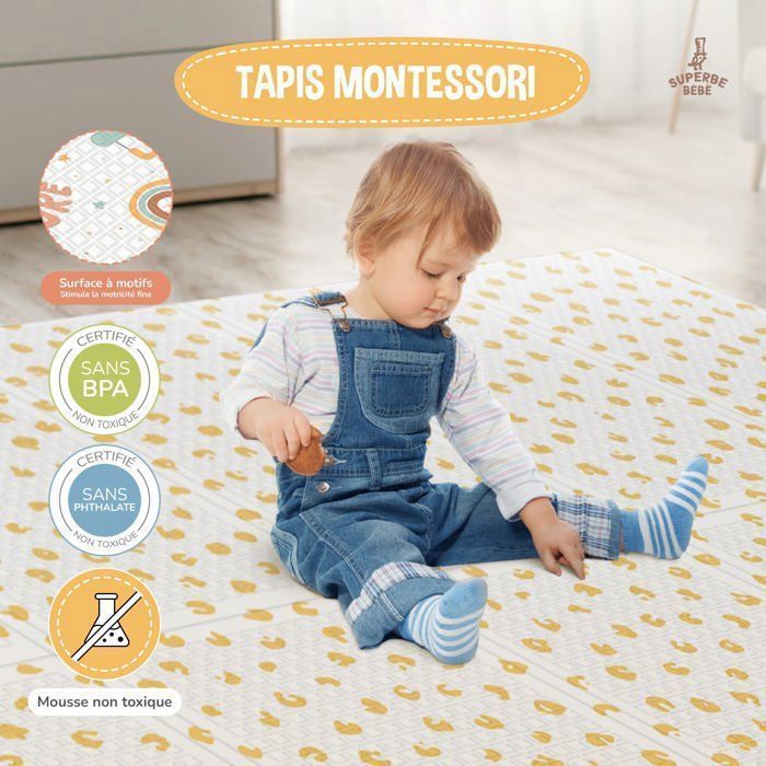 Omkeerbare en waterdichte opvouwbare speelmat - 180x120x1cm | Schuimrubberen speelmat voor kinderen - PURE BIG LOVE | SUPERBE BABE