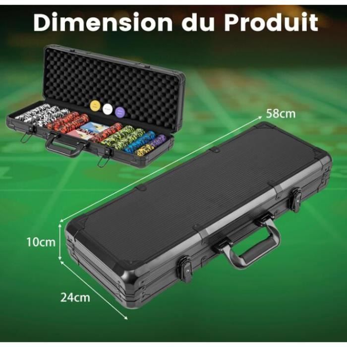 Set completo di fiches da poker DREAMADE, custodia in alluminio da 500 pezzi, 5 dadi, carte da gioco, ideale per viaggi e feste.