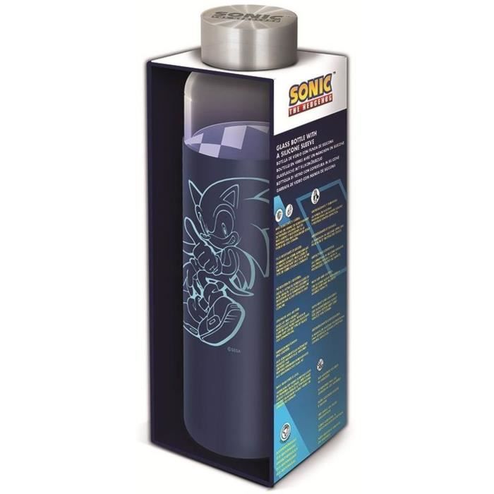 STOR - Sonic - Flasche - Glas mit Silikonhülle - Wiederverwendbar - 585 ml