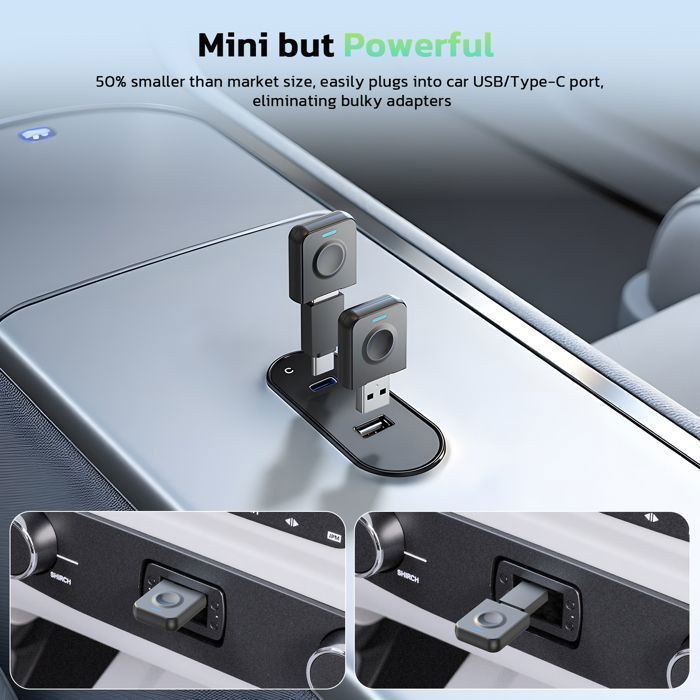 Adaptador CarPlay sem fio CAMPARK para Apple CarPlay e Android Auto, Bluetooth 5.0, Wi-Fi 5,8 GHz, USB C/A
