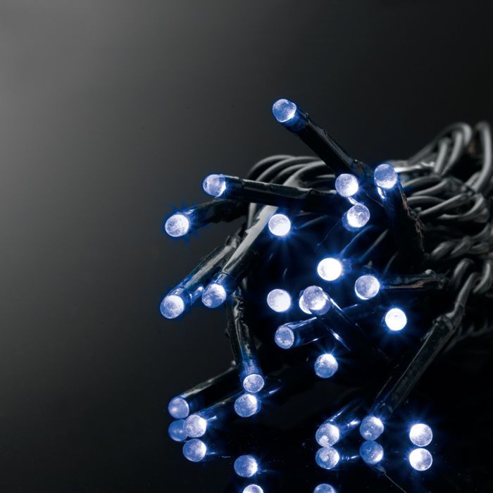 Guirnalda de luces para exteriores - EDEN - Guirnalda de 8 m con 80 LED - Azul - 8 funciones con memoria - Cable negro