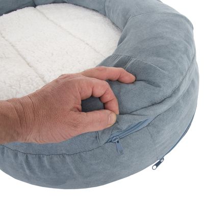 Oval hundeseng med minneskum - grå