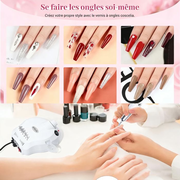 Set de Nail Art pour débutants Plus 20couleurs 8ml  - ATELIX -  Lampe Uv A Vernis Lampe Uv De Manucure Onglerie Electromenager outil