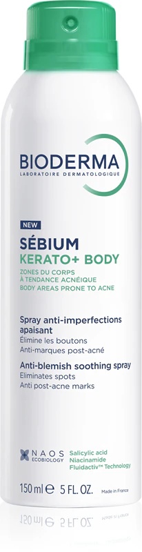 Bioderma Sébium Kerato+ ķermeņa aerosols pret pinnēm, apsārtumu un pinņu rētām