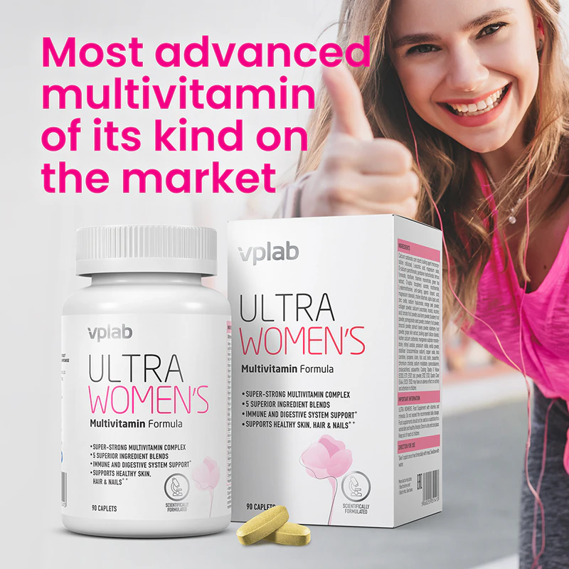 VPLab Ultra Women's Multivitamin Formula, een voedingssupplement met een uitgebreide multivitamineformule voor vrouwen.