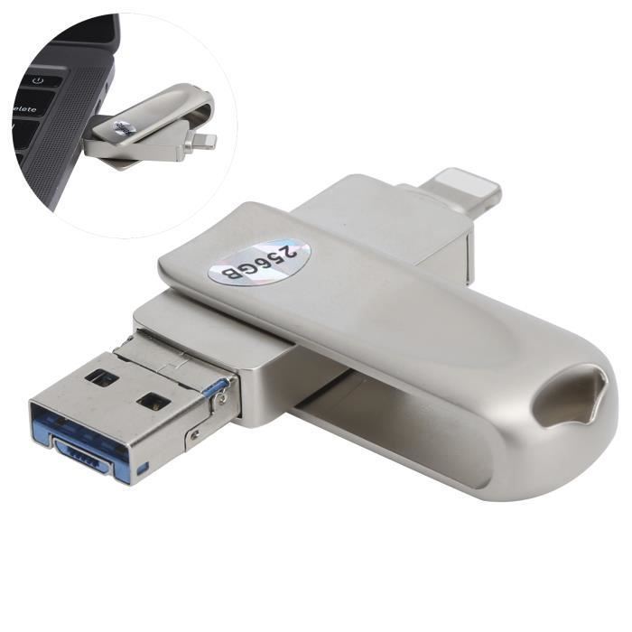 Unidad flash USB 3 en 1 de 256 GB - Tbest - Unidad flash USB para teléfono OTG - Memoria flash - USB