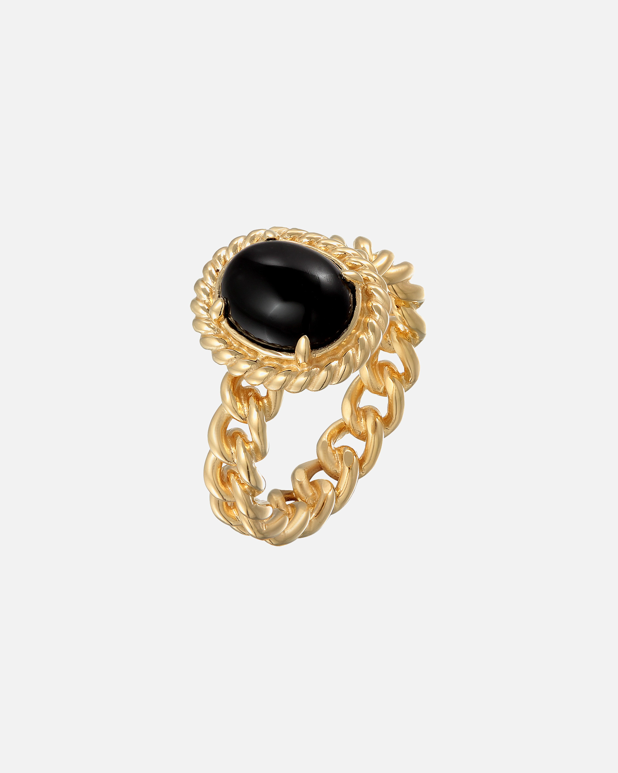 Elli PREMIUM Elli PREMIUM Bague Femmes Solitaire Classique Chaîne Optique avec Onyx en argent sterling 925 plaqué or