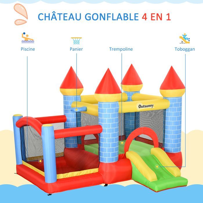 Outsunny - Inflatable Castle - Oxford Fabric - 280x260x210cm - Multicolor