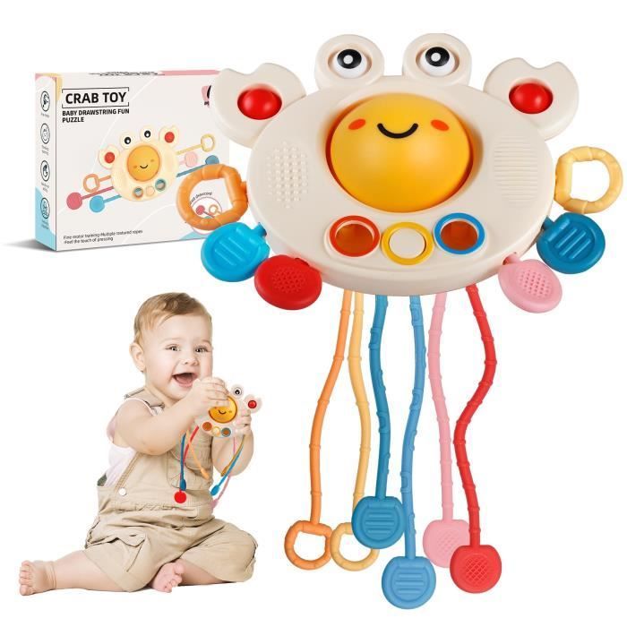 Giocattolo interattivo a forma di granchio con cinturino in silicone, giocattolo Montessori per bambini piccoli, giocattolo educativo.