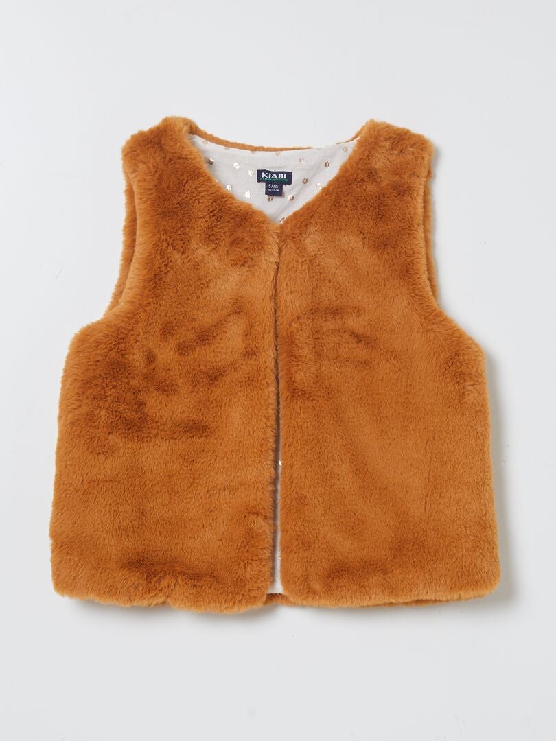 Mouwloos vest van imitatiebont - BRUIN