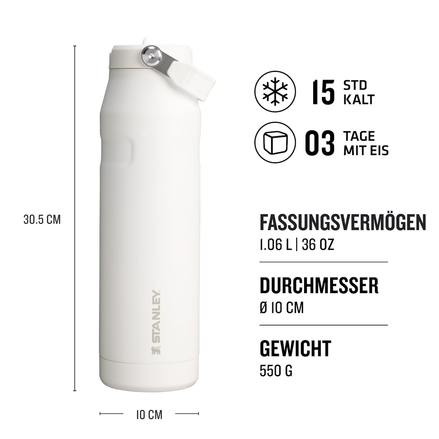 Stanley 1,06 l ūdens pudele/termoss – ICEFLOW™ pudeles salokāms salmiņš – 1 gab.