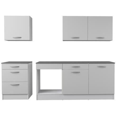 Cocina completa OSLO - 240 cm de ancho - Blanca - Encimera incluida