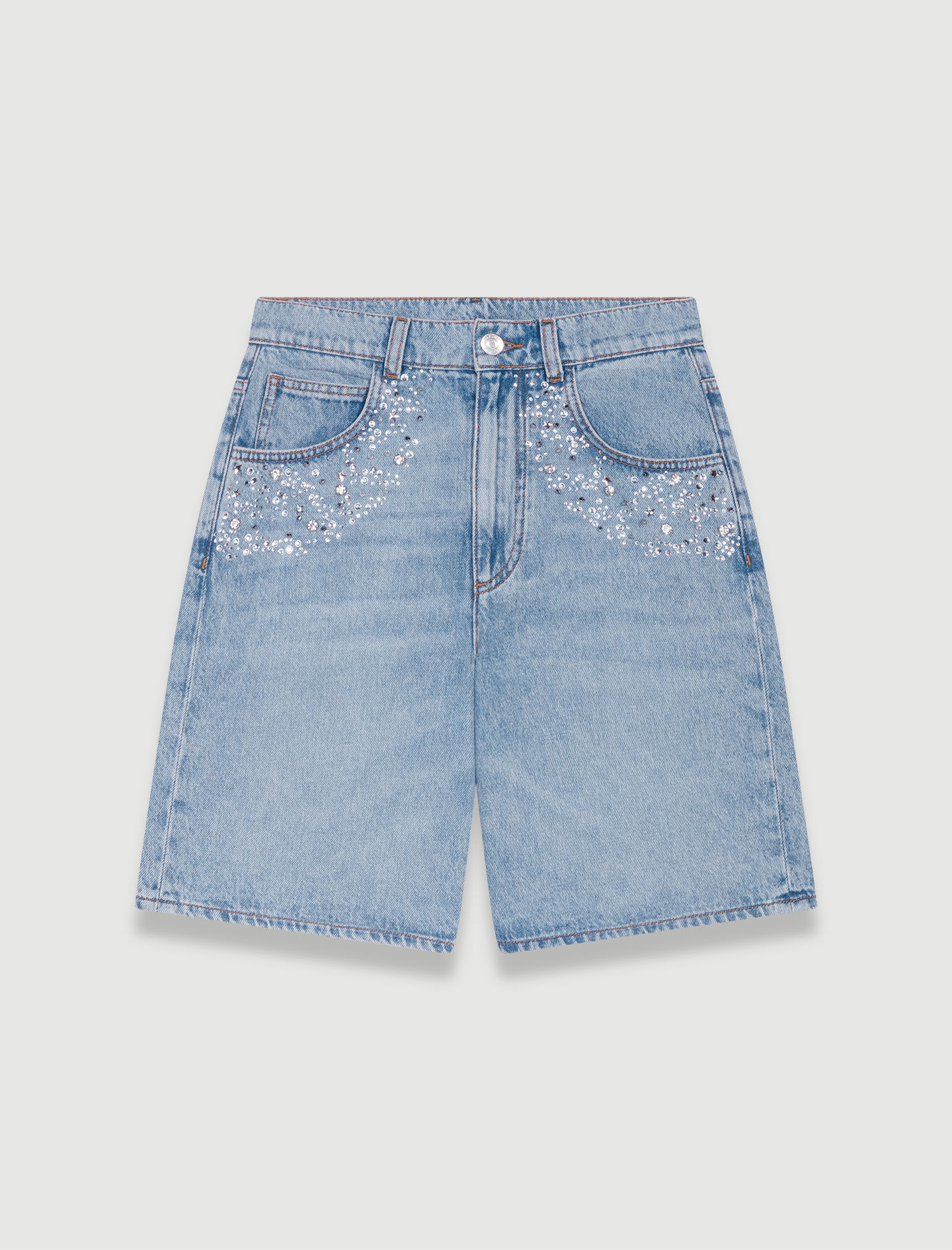 Denim shorts met strasssteentjes - Blauw