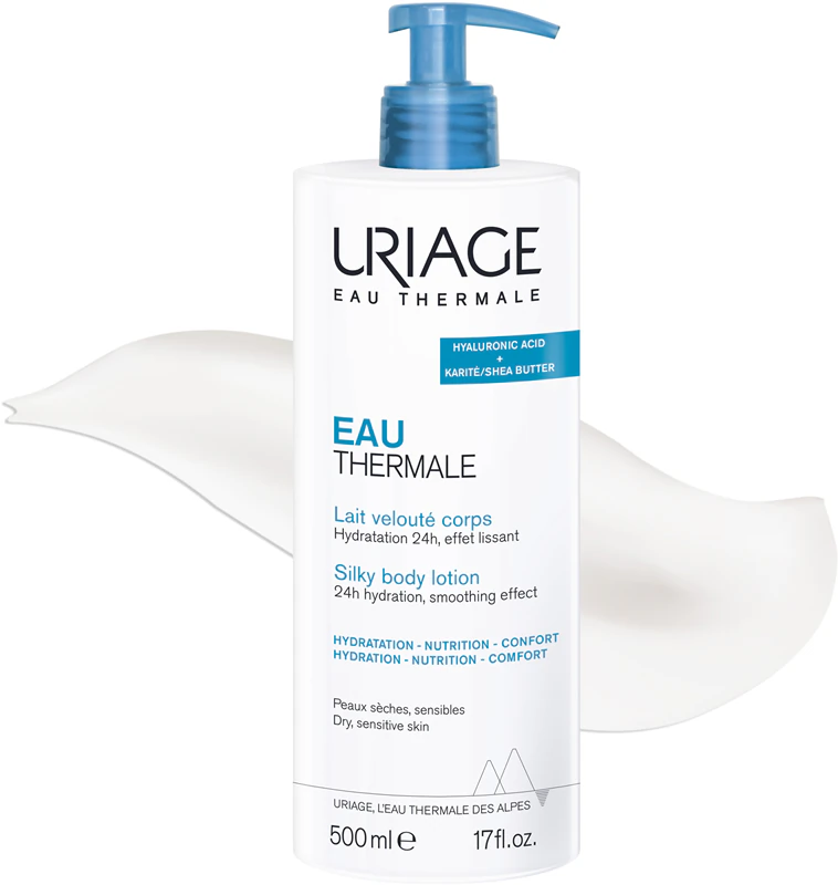 Loção Corporal Sedosa Uriage Eau Thermale, loção corporal sedosa para pele seca e sensível.