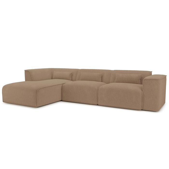 NUNA 5/6-Sitzer Ecksofa mit fester linker Seite aus braunem Cord