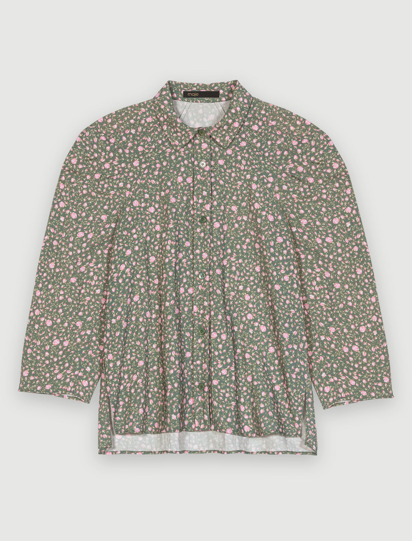 shirt met rozenknopprint