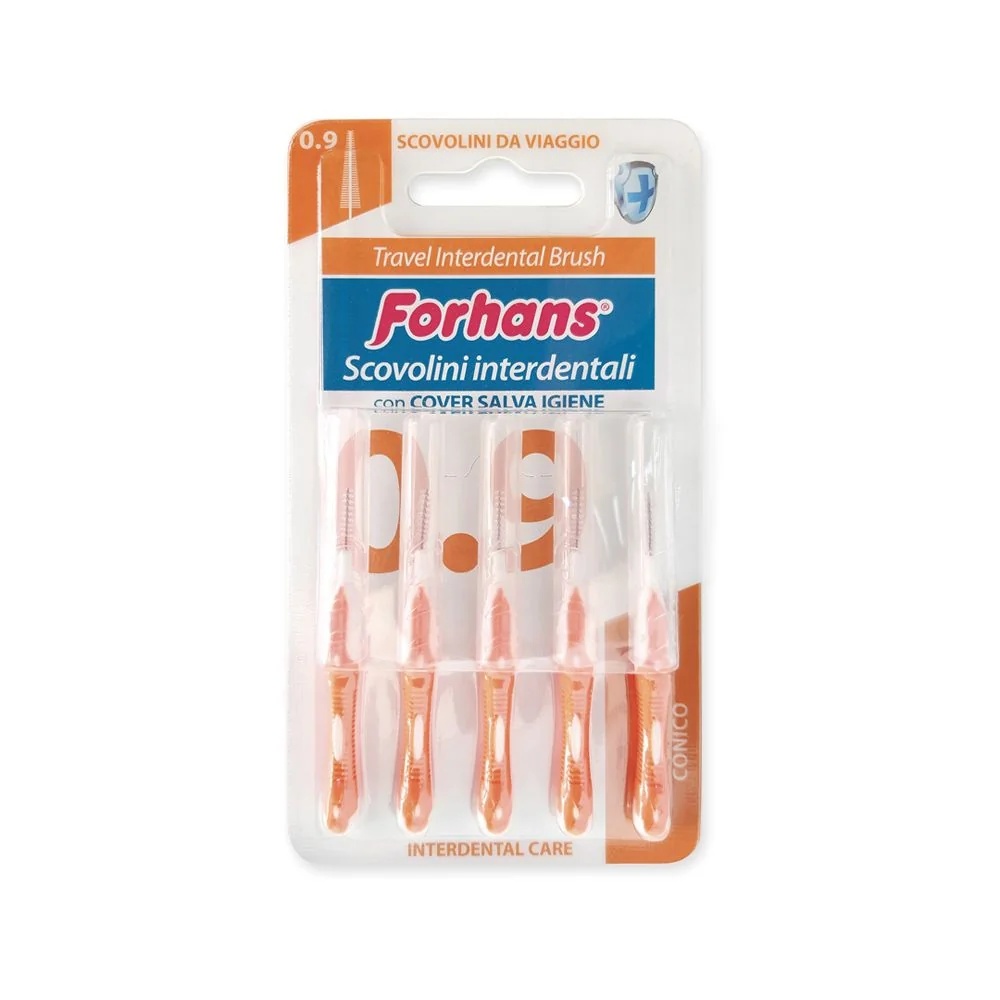 FORHANS Interdentalbürste Travel 0,9 mm, 5 Stück für enge Zahnzwischenräume
