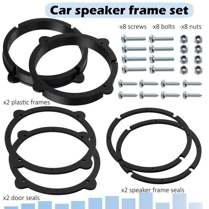 AERZETIX | 2-delige luidsprekeradapterset Ø165 mm in zwart kunststof | Compatibel met VW Golf IV (1J/1K), V (1K), Polo IV