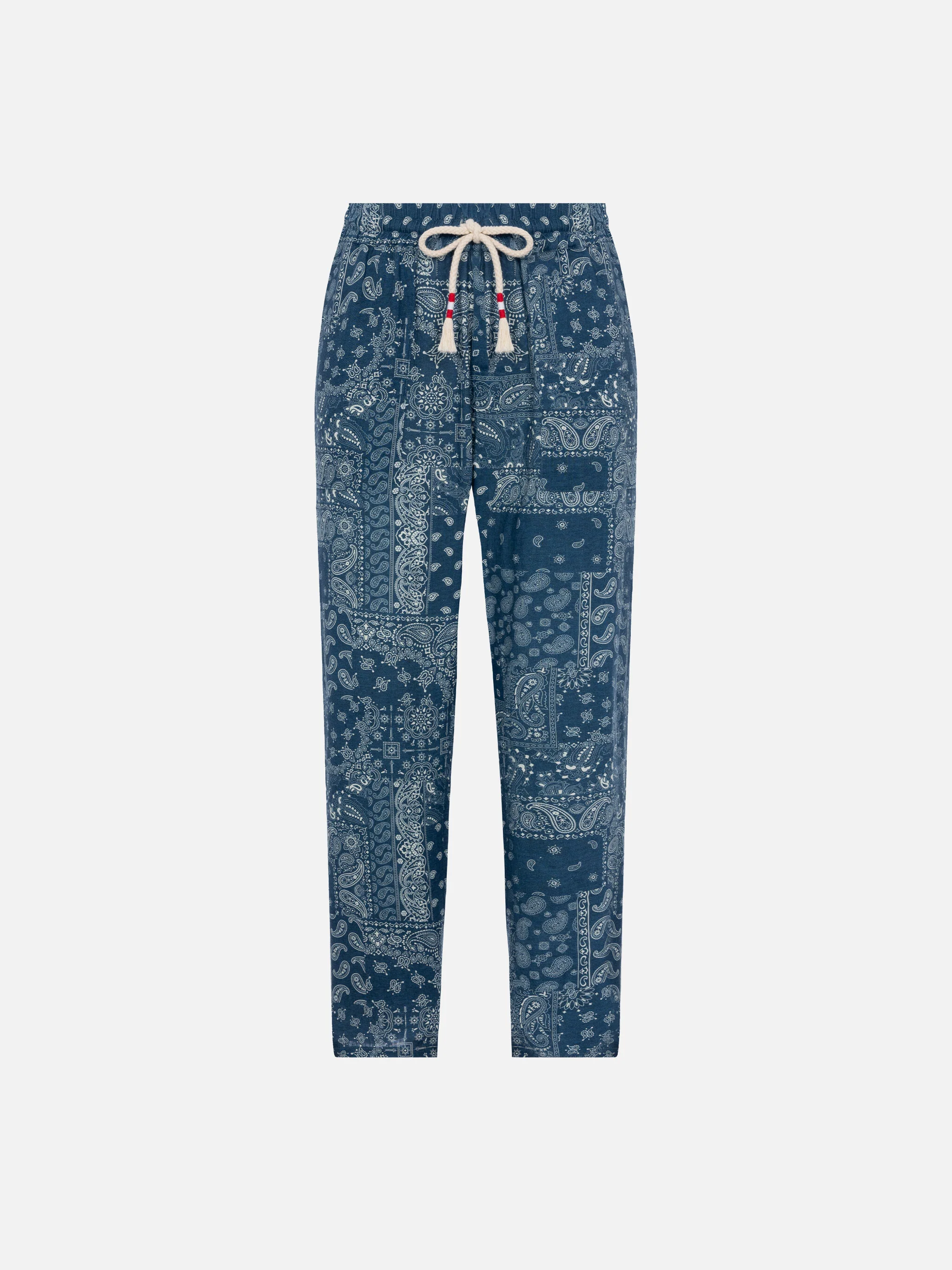Calais linnen broek met bandana-print