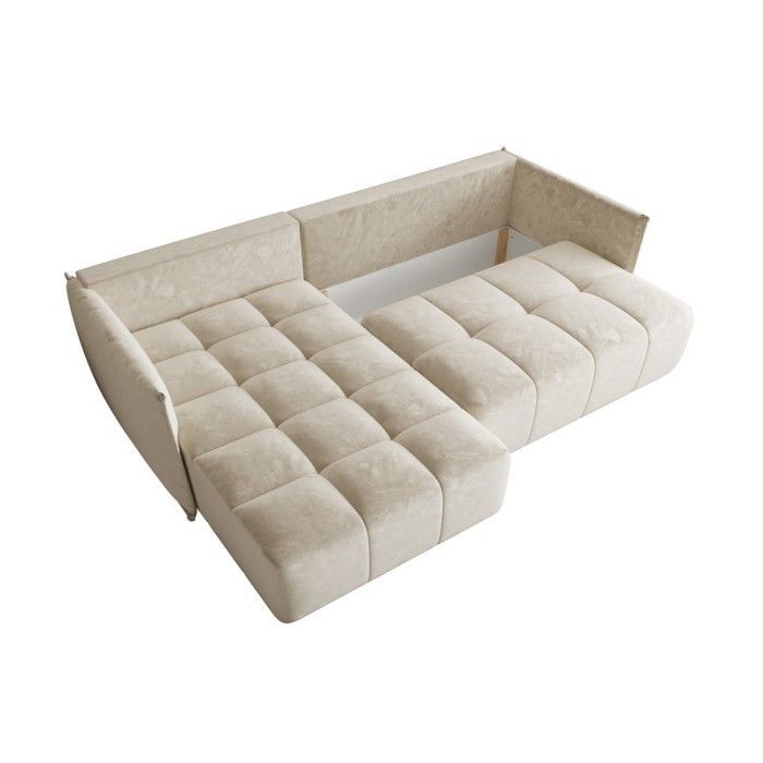 ONIYA Beige Hoekbank met Slaapfunctie in Waterafstotende Fluweelstof – Modern & Design