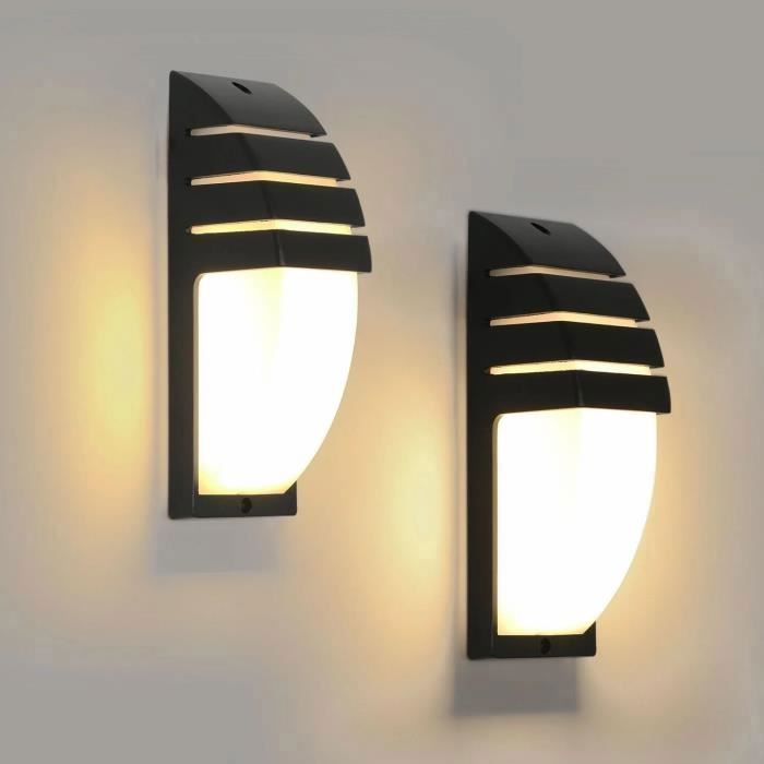Aplique de pared LED impermeable para exteriores/interiores DELIPOP IP65, aplique de pared para patio, jardín, terraza, 2 piezas, 12 W - Negro
