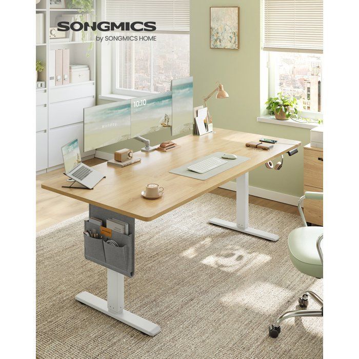 Escritorio eléctrico ajustable - SONGMICS - 180x80 cm - 4 niveles de altura - USB-C - Roble dorado