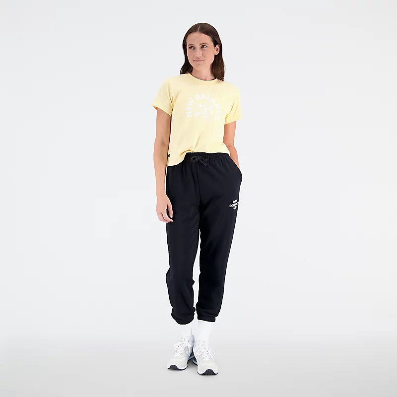 Spodnie damskie Essentials Reimagined Archive French Terry Pant - CZARNE