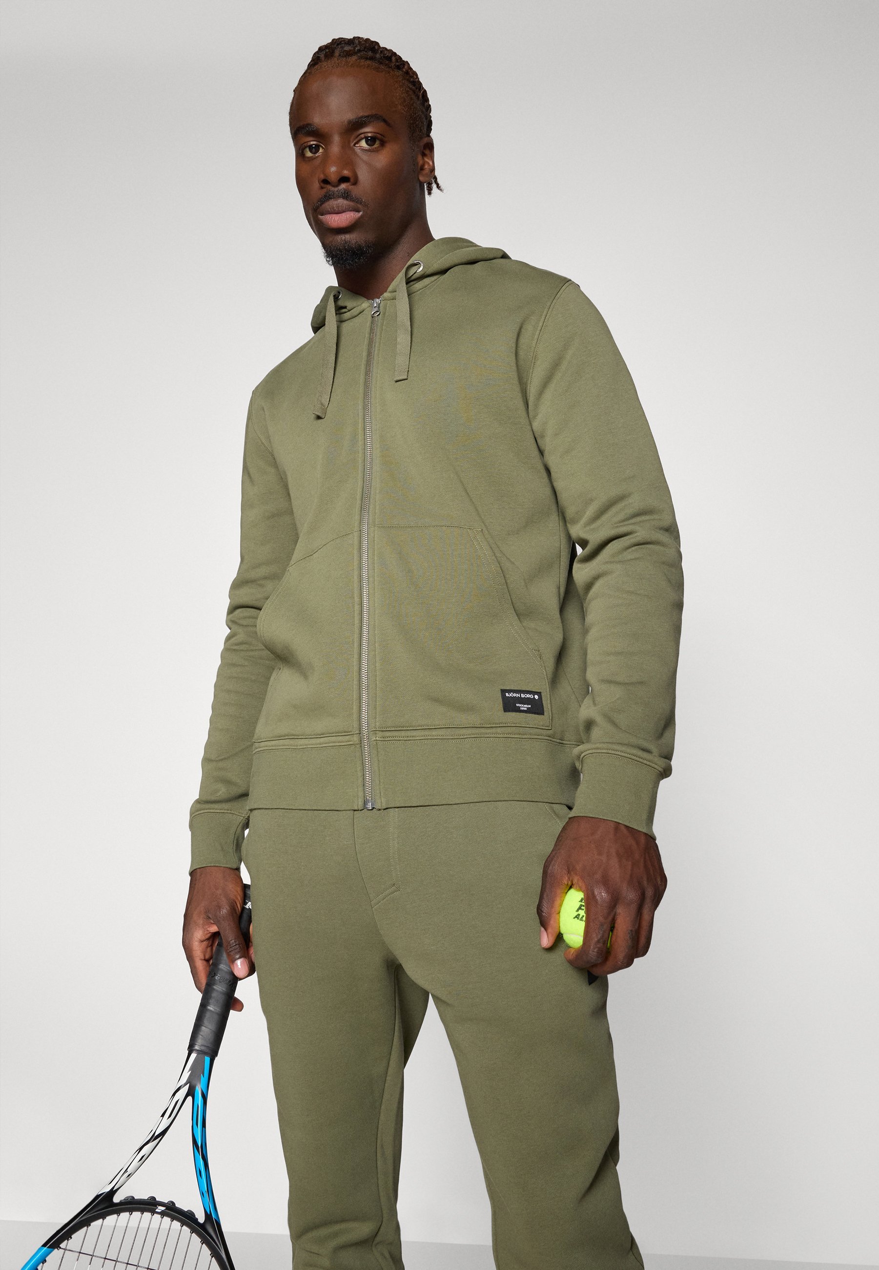 Björn Borg CENTRE ZIP HOODIE - Sweatshirt mit Reißverschluss - staubiges Olivgrün
