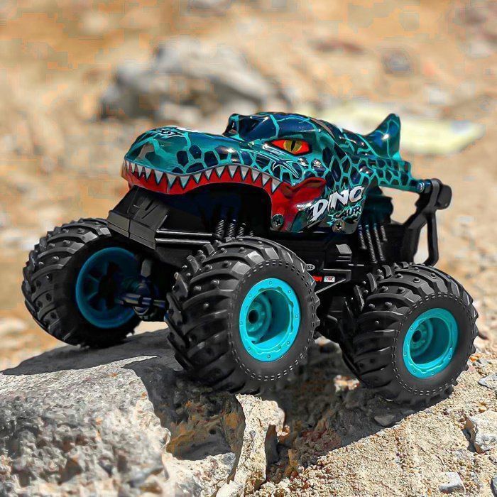 Voiture Télécommandée, Monster Truck, 1:20 RC Tout Terrain, avec LED Musique et 360°Rotation, Cadeau Enfant 4+ Ans, Bleu