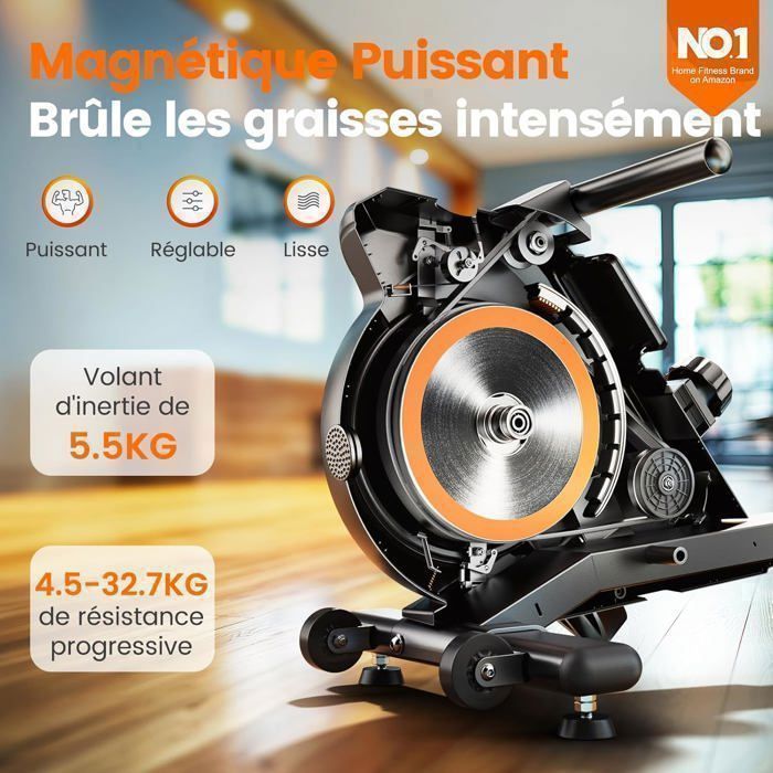 YOSUDA Rameur Magnétique 16 Niveaux - Silencieux avec App & Écran LCD, Capacité 160 kg, Cardio, Rangement Vertical, Montage Facile
