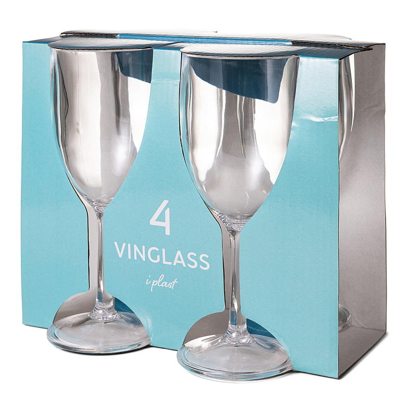 Verres à vin Cuisine, lot de 4, en plastique transparent