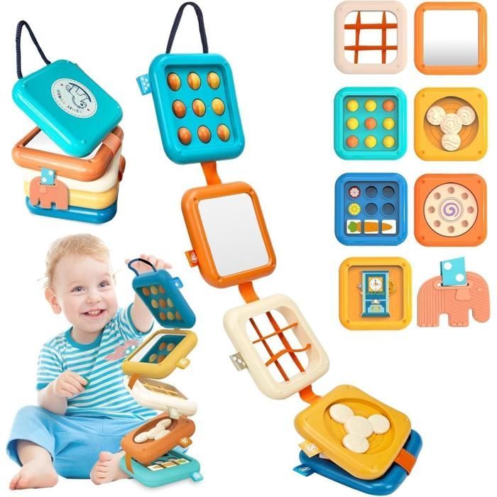 Montessori 8-in-1 activity cube for children aged 1 to 3 years (boys and girls), with sensory modules, ideal for