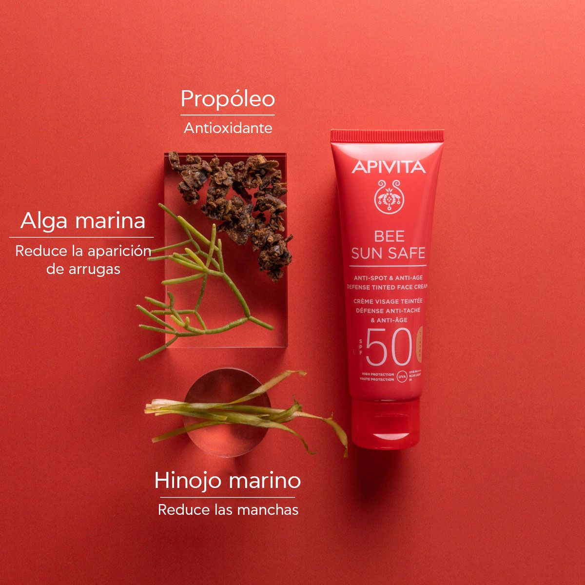 Bee Sun Safe krém proti starnutiu a tmavým škvrnám SPF50 s farbou proti vráskam a starnutiu