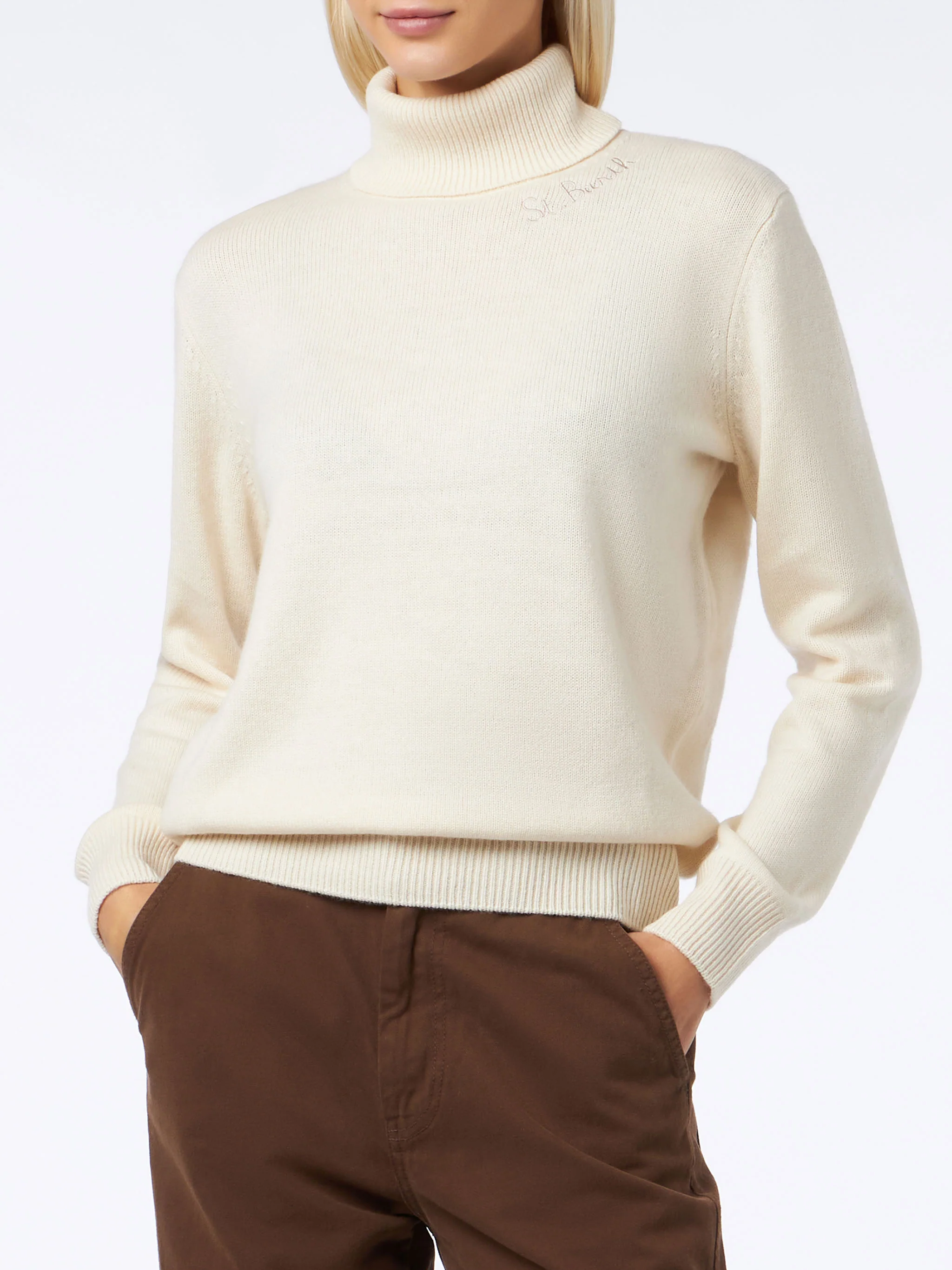 Witte gebreide coltrui voor dames