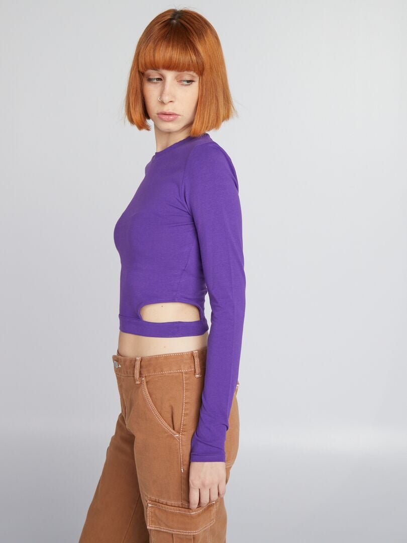 Top corto de manga larga - Morado