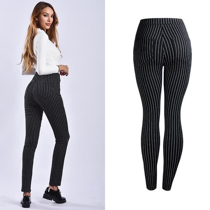 Pantalones vaqueros para mujer - FUNMOON - Cintura alta - Ajustados - Negros - Estilo europeo y americano