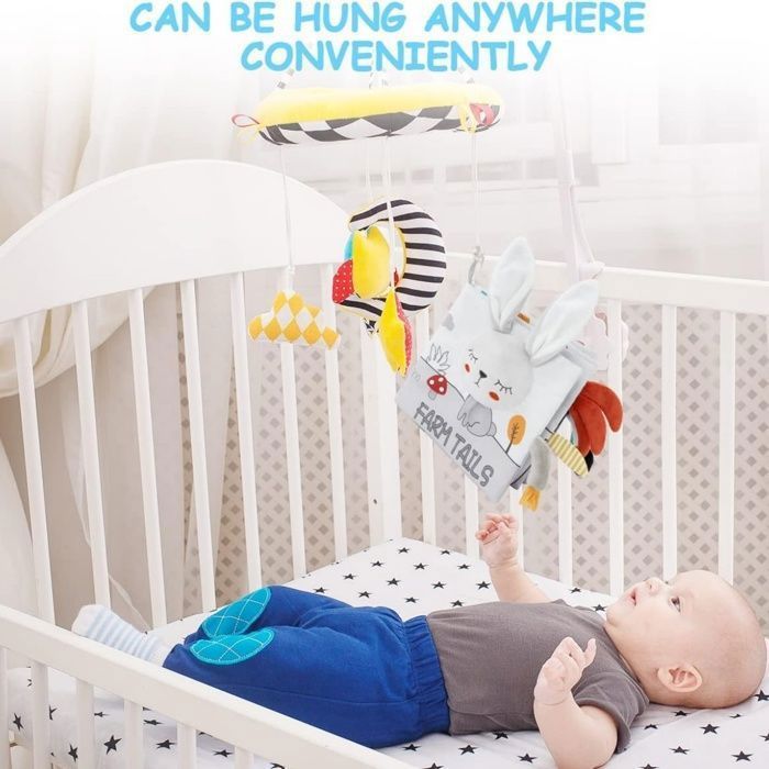 Baby-Stoffbuch, Lernspielzeug für Kinder, Geschenkidee ab Geburt, weich geknistert mit Tieren (3D-Hase)
