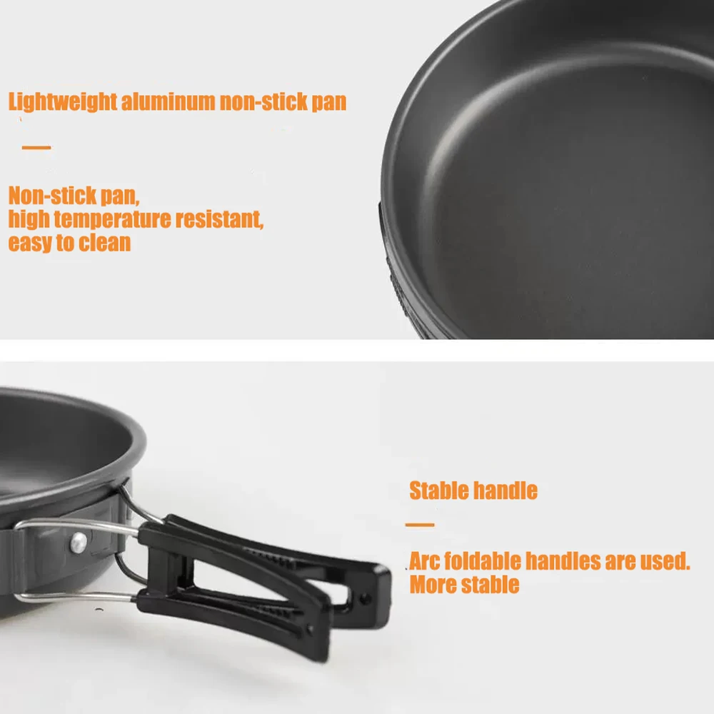 Poêle à frire antiadhésive de 22 cm (8,6 pouces) avec poignée pliable pour le camping, les pique-niques, la randonnée et le trekking.